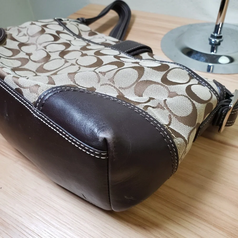 Y2K Coach Soho Bag 4PC Set Brown Signature C Logo Print Buckle‎ Shoulder Purse